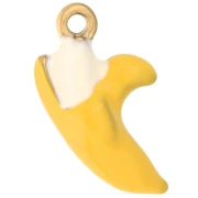 Breloque banane 20x10 mm en résine époxy - Acier inoxydable 304 Doré - Jaune x1