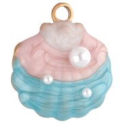 Breloque coquillage 18x16 mm avec résine époxy - Acier inox 304 Doré - Bleu - Rose|raw }}