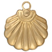 Breloque coquillage 18x16 mm avec résine époxy - Acier inox 304 Doré - Bleu - Rose