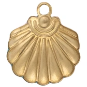 Breloque coquillage 18x16 mm avec résine époxy - Acier inox 304 Doré - Bleu - Rose