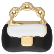 Breloque sac à main 12 mm en résine époxy - Acier inox 304 Doré - Blanc - Noir x1|raw }}