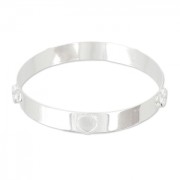 Bracelet Jonc 67 mm en laiton avec 5 sertis pour cabochons ronds 8 mm argenté x1|raw }}