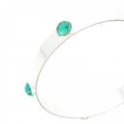 Bracelet Jonc 67 mm en laiton avec 5 sertis pour cabochons ronds 8 mm argenté x1