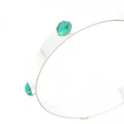 Bracelet Jonc 67 mm en laiton avec 5 sertis pour cabochons ronds 8 mm argenté x1