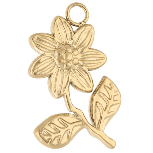Pendentif fleur 24x16 mm - Acier inoxydable 304 Doré x1