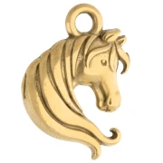 Breloque tête de cheval 14x12 mm - Acier inoxydable 304 Doré x1