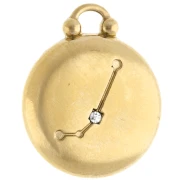 Breloque ronde réversible 17 mm signe du zodiaque Bélier - Acier inox 304 Doré x1