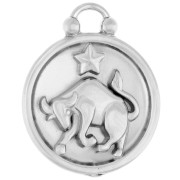 Breloque ronde réversible 17 mm signe du zodiaque Taureau - Acier inox 304 x1