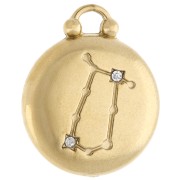 Breloque ronde réversible 17 mm signe du zodiaque Gémeaux - Acier inox 304 Doré x1