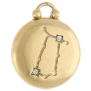 Breloque ronde réversible 17 mm signe du zodiaque Gémeaux - Acier inox 304 Doré x1