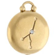 Breloque ronde réversible 17 mm signe du zodiaque Cancer - Acier inox 304 Doré x1