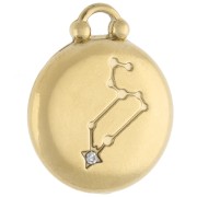 Breloque ronde réversible 17 mm signe du zodiaque Lion - Acier inox 304 Doré x1