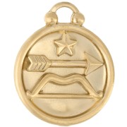 Breloque ronde réversible 17 mm signe du zodiaque Sagittaire - Acier inox 304 Doré|raw }}