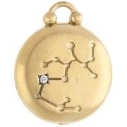 Breloque ronde réversible 17 mm signe du zodiaque Sagittaire - Acier inox 304 Doré