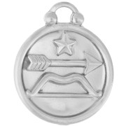 Breloque ronde réversible 17 mm signe du zodiaque Sagittaire - Acier inox 304 x1|raw }}