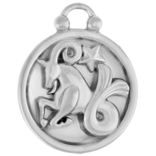 Breloque ronde réversible 17 mm signe du zodiaque Capricorne - Acier inox 304 x1