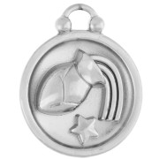 Breloque ronde réversible 17 mm signe du zodiaque Verseau - Acier inox 304 x1|raw }}