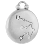 Breloque ronde réversible 17 mm signe du zodiaque Verseau - Acier inox 304 x1