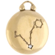 Breloque ronde réversible 17 mm signe du zodiaque Poisson - Acier inox 304 Doré x1