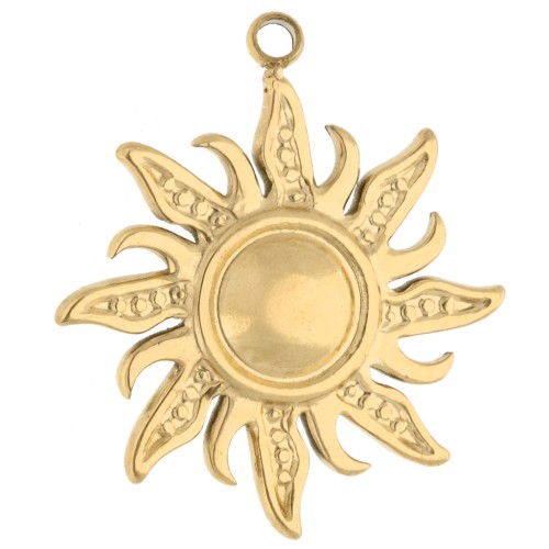 Pendentif soleil 19.5 mm - Acier inoxydable 304 Doré x1