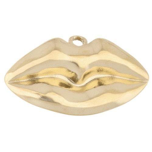 Pendentif bouche 13x25 mm - Acier inoxydable 304 Doré x1