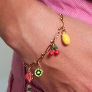 Breloque quartier d'orange 15.5x7 mm résine époxy - Acier inox 304 Doré - Orange