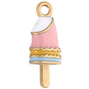 Breloque glace 19x7 mm avec résine époxy - Acier inoxydable 304 Doré - Rose clair|raw }}