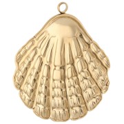 Pendentif coquillage 35.5x31 mm et résine époxy - Acier inox 304 Doré - Bleu ciel