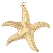 Pendentif étoile de mer 32.5x35 mm résine époxy - Acier inox 304 Doré - Bleu ciel