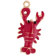 Pendentif homard 22x10 mm avec résine époxy - Acier inoxydable 304 Doré - Rouge x1
