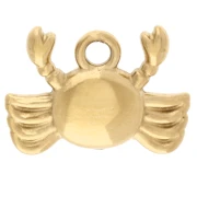 Breloque crabe 9x12 mm avec strass - Acier inoxydable 304 Doré - Crystal x1