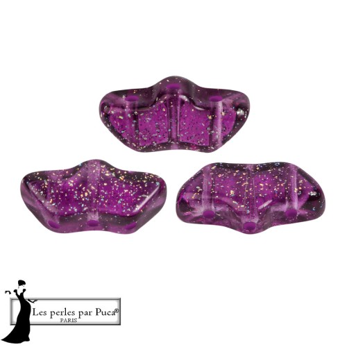 Perles en verre Delos® par Puca® 6x11 mm - Transparent Constellation Amethyst x10g