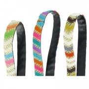 Lacet ethnique pailleté 12 mm Brun/Orange x1m