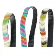 Lacet ethnique pailleté 12 mm Brun/Orange x1m