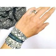 Lacet ethnique pailleté 12 mm Brun/Orange x1m