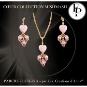 Perle coeur en verre 16x15 mm - Mishmash Taupe x1