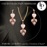 Perle coeur en verre 16x15 mm - Mishmash Taupe x1