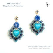 Perle coeur en verre 16x15 mm - Mishmash Turquoise x1