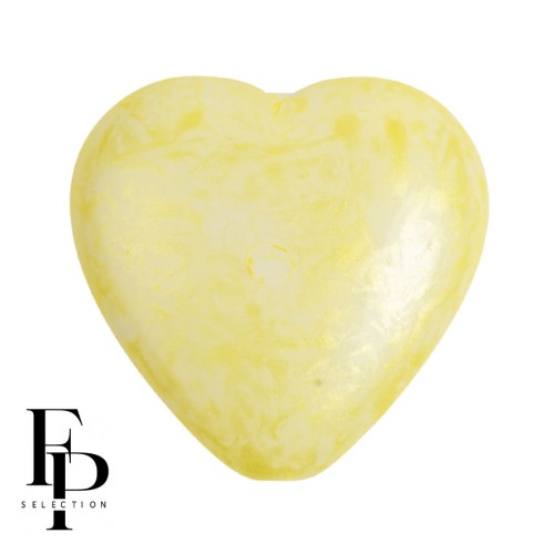 Perle coeur en verre 16x15 mm - Mishmash Yellow x1