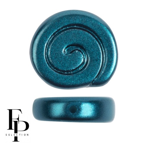 Perles escargot en verre 13 mm - Pastel Petrol x6