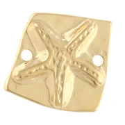 Intercalaire carré irrégulier 16x17 mm étoile de mer - Doré à l'or fin - Bleu x1