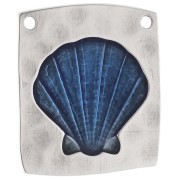 Pendentif intercalaire irrégulier 32x28 mm coquillage Placage argent fin Bleu x1
