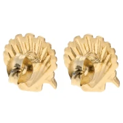 Boucles d'oreilles coquillage 13 mm - Doré à l'or fin - Blanc - Gris pailleté x2