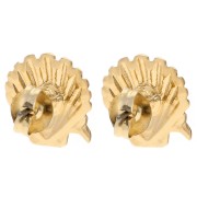 Boucles d'oreilles coquillage 13 mm - Doré à l'or fin - Saumon - Rose pailleté x2