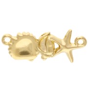Intercalaire coquillage & étoile de mer 26x11 mm Doré à l'or fin - Saumon x1