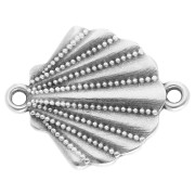 Intercalaires - Intercalaire coquillage 22x17.5 mm - Placage Argent fin vieilli x1 Intercalaire coquillage 22x17.5 mm - Placage Argent fin vieilli x1