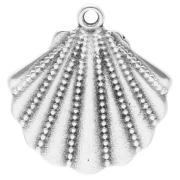 Pendentif coquillage 23x21 mm - Placage argent fin vieilli x1