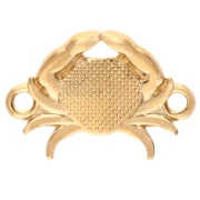 Intercalaire crabe 19x13 mm avec résine époxy Doré à l'or fin - Saumon nacré x1