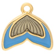 Breloque queue de sirene 16 mm avec résine époxy - Doré à l'or fin - Bleu x1