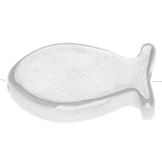 Perle poisson 15x7.5 mm - résine époxy - Placage Argent fin vieilli Bleu foncé x1